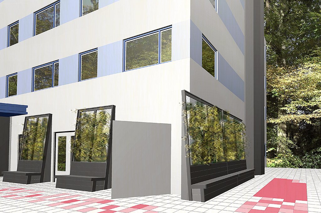 Concept tekening voor het BANKH buitenruimte meubel