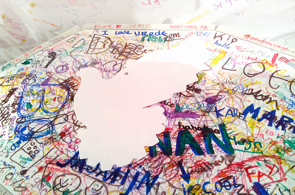 Het vredesatelier bij einde tentoonstelling.